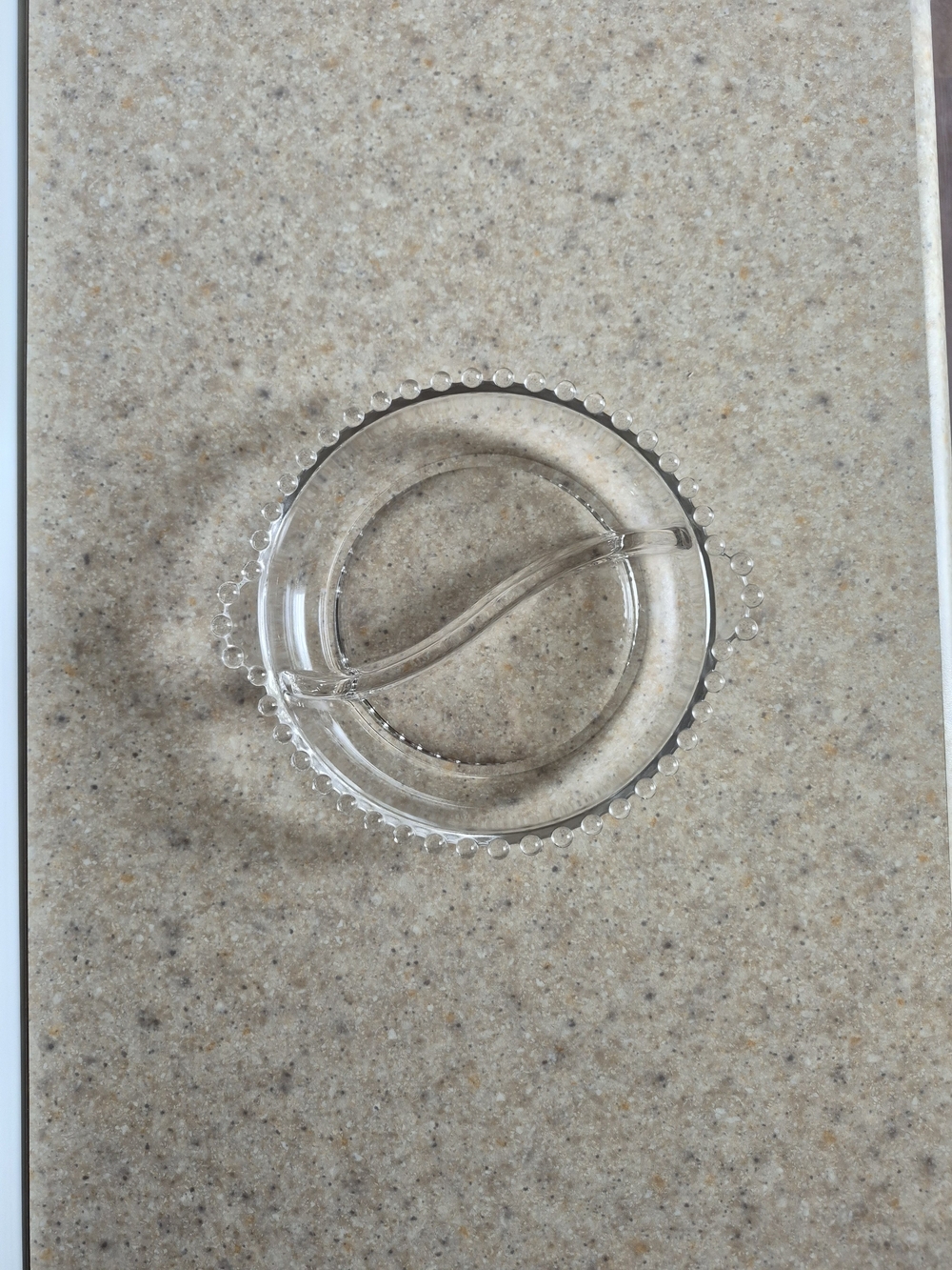 Clear Glass Divided Serving Dish with Beaded Rim